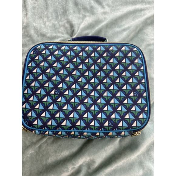 Tory Burch Target Nieman Marcus Blue Geometric Insulated Lunch Box Top Handle - Picture 2 of 6